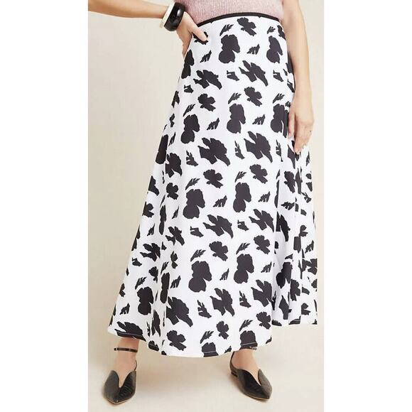 Anthropologie Sanchita Windsor Cascade Women's B/W Maxi Flare Skirt Size 00P NWT - Picture 1 of 11